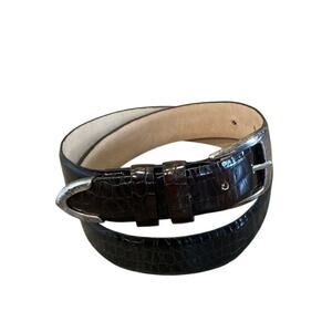 Cipriani Italian Alligator Calfskin Belt Black Silver Size XL X Large Classic